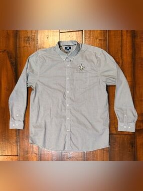 Cutter & Buck Black and White Gingham Button-Down Shirt NOLA Saints